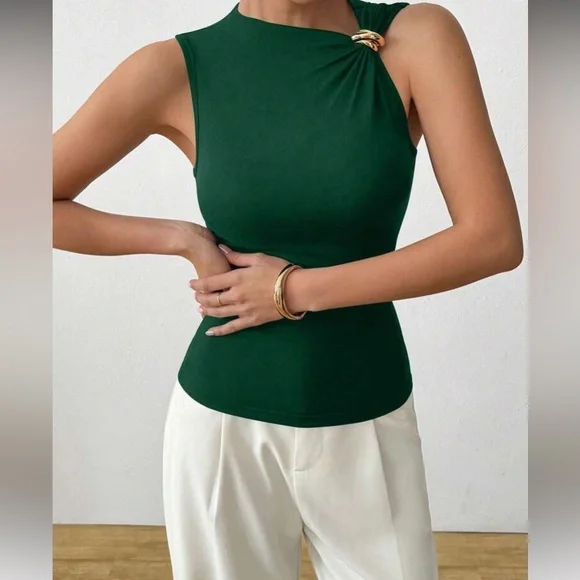 Rust Brown Asymmetrical Women Top